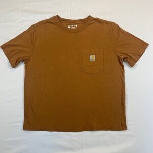 Carhartt Women's Small (4-6) Tan Short-Sleeve Loose Fit Pocket T-Shirt